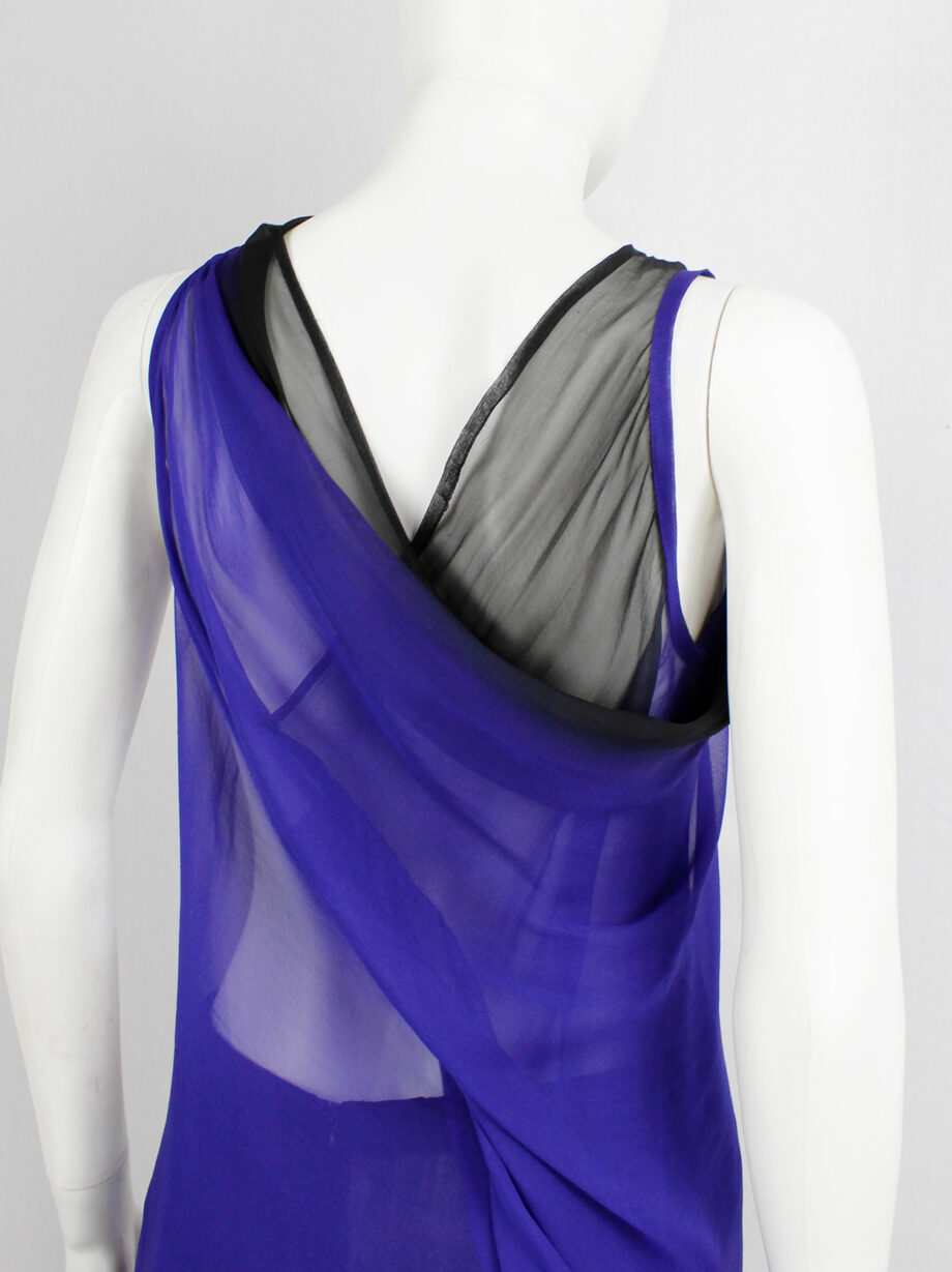Ann Demeulemeester blue and black ombre sheer top with back drape fall 2012 (1)