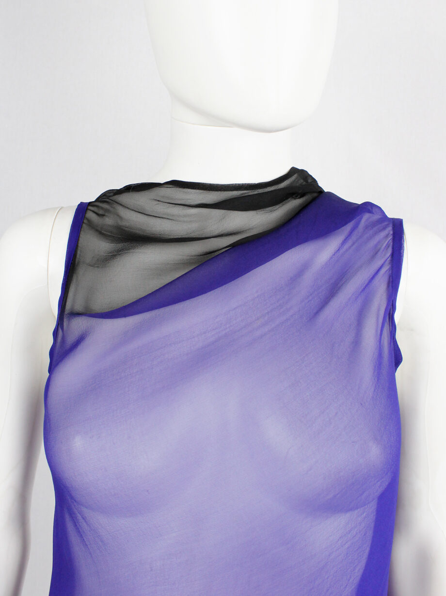 Ann Demeulemeester blue and black ombre sheer top with back drape fall 2012 (12)