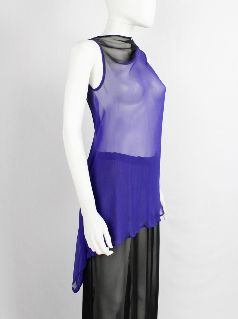Ann Demeulemeester blue and black ombre sheer top with back drape fall 2012 (14)