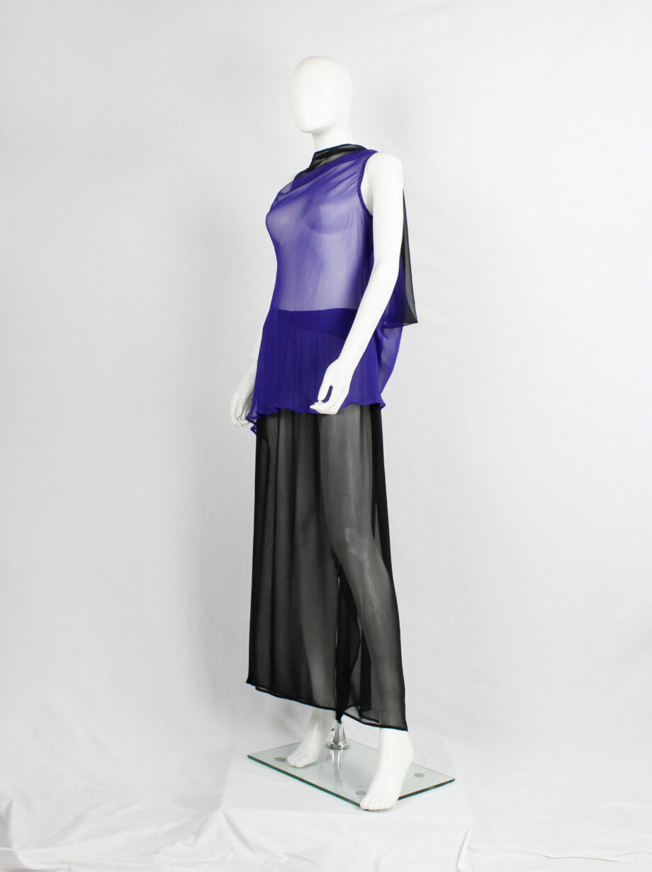 Ann Demeulemeester blue and black ombre sheer top with back drape fall 2012 (17)