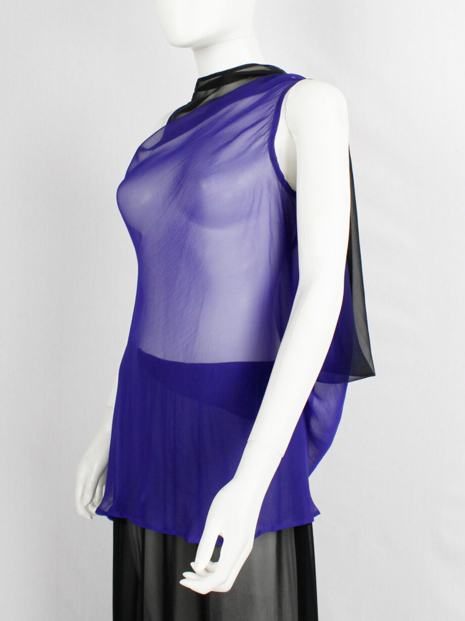 Ann Demeulemeester blue and black ombre sheer top with back drape fall 2012 (18)