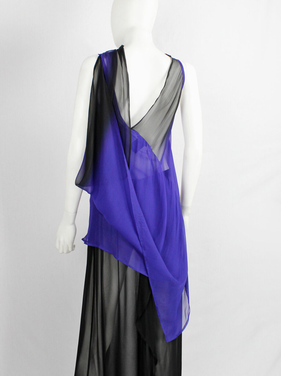 Ann Demeulemeester blue and black ombre sheer top with back drape fall 2012 (21)