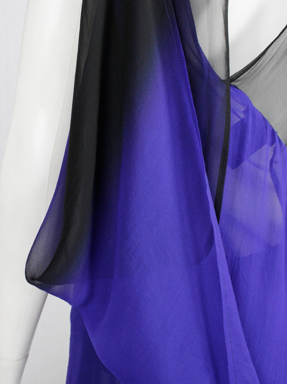 Ann Demeulemeester blue and black ombre sheer top with back drape fall 2012 (23)