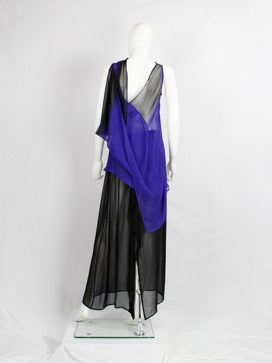 Ann Demeulemeester blue and black ombre sheer top with back drape fall 2012 (24)