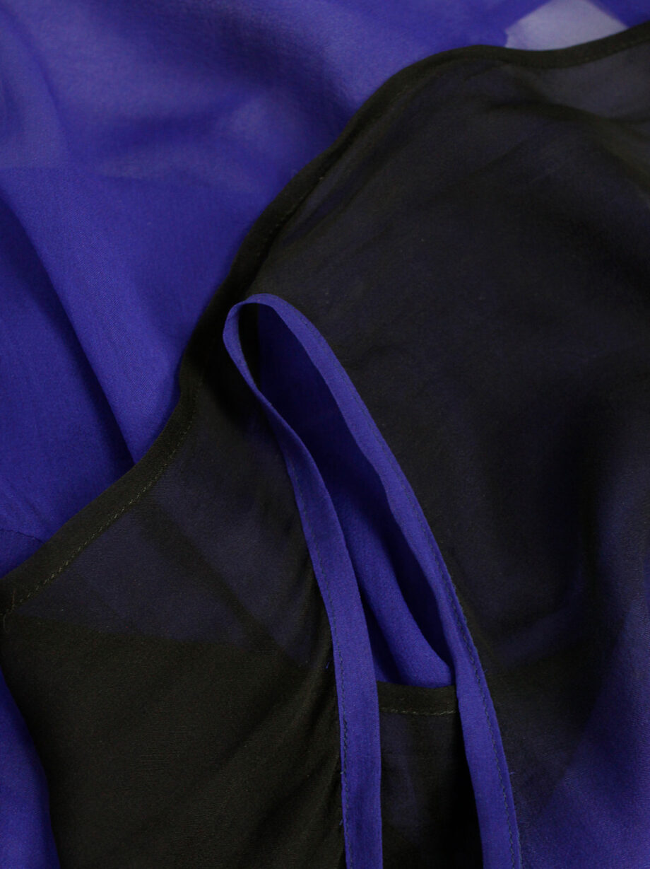Ann Demeulemeester blue and black ombre sheer top with back drape fall 2012 (4)