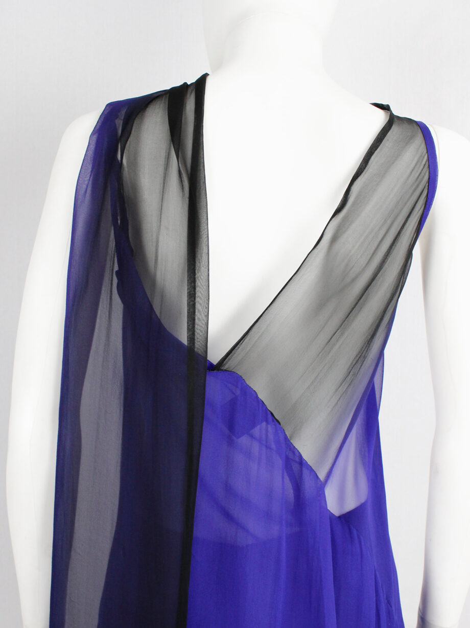 Ann Demeulemeester blue and black ombre sheer top with back drape fall 2012 (8)