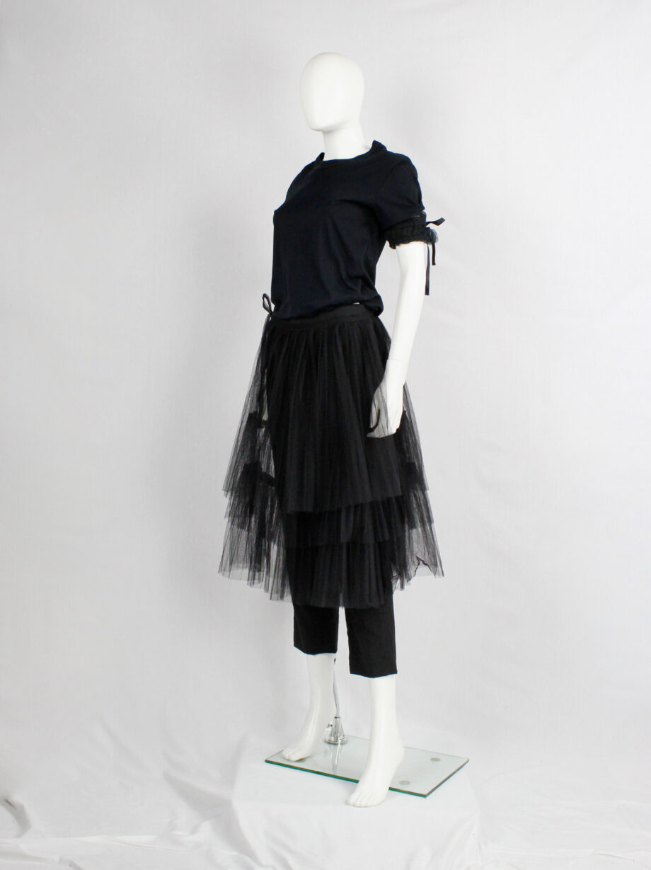 Comme des Garçons black trousers with tiered tulle half-skirt fall 2004 (10)