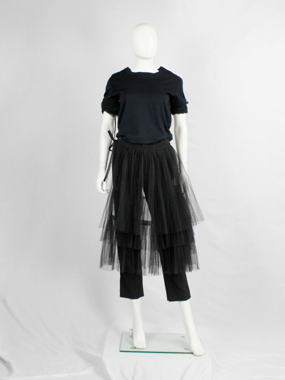 Comme des Garçons black trousers with tiered tulle half-skirt fall 2004 (6)