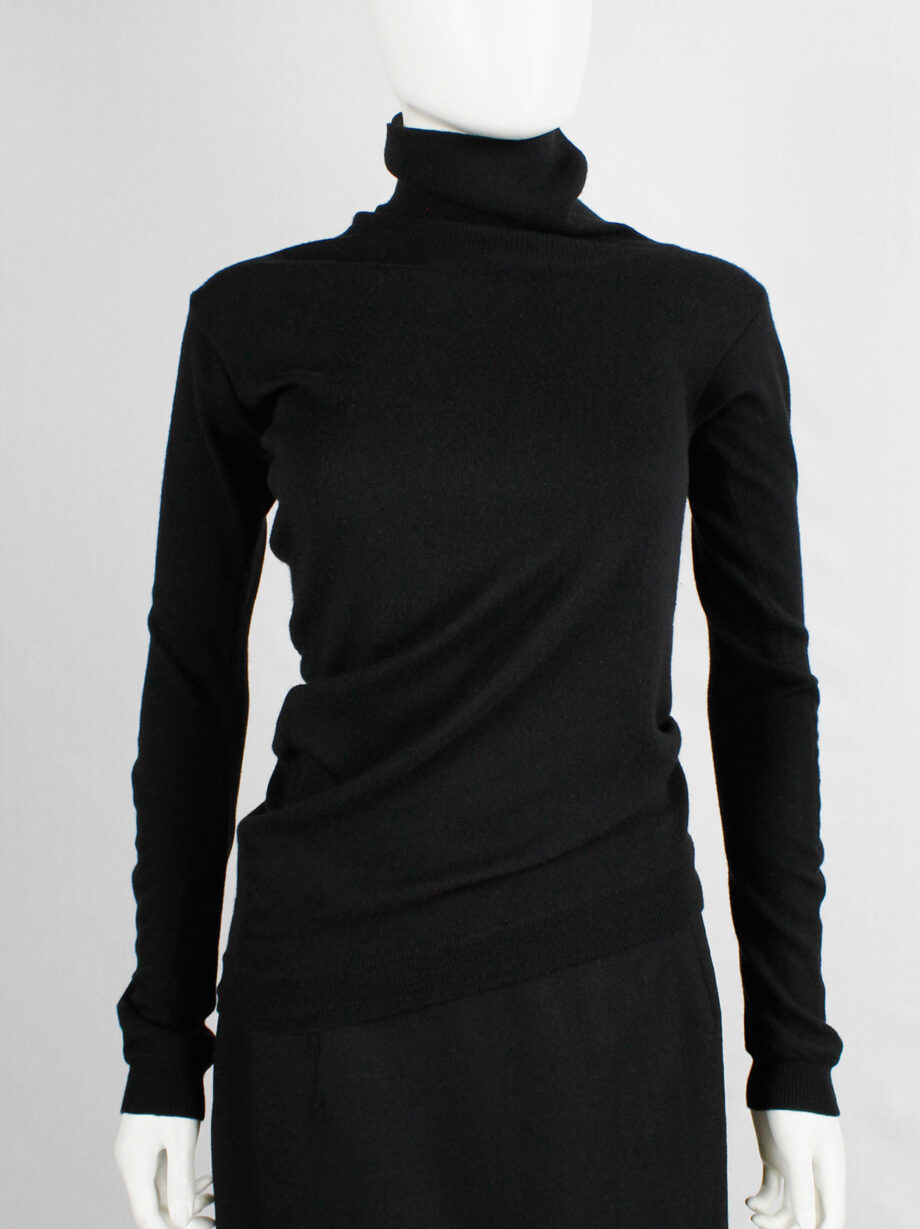 Maison Martin Margiela black turtleneck jumper with curved bodice and sleeves fall 2005 (8)