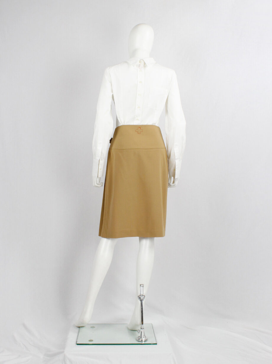 A.F. Vandevorst camel belted wrap skirt with front pleats fall 2000 (1)
