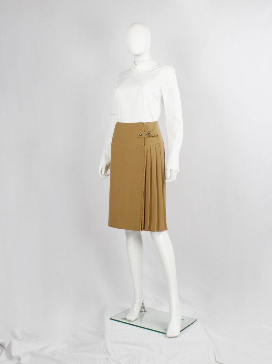 A.F. Vandevorst camel belted wrap skirt with front pleats fall 2000 (10)