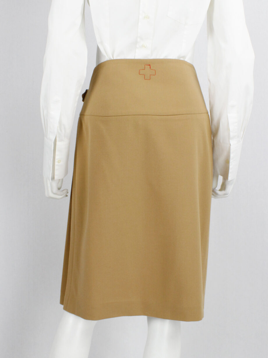 A.F. Vandevorst camel belted wrap skirt with front pleats fall 2000 (2)