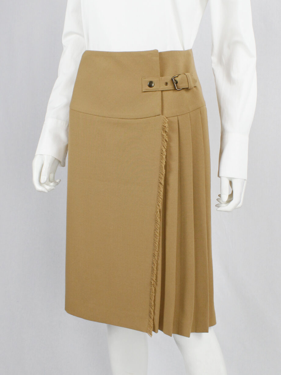 A.F. Vandevorst camel belted wrap skirt with front pleats fall 2000 (7)