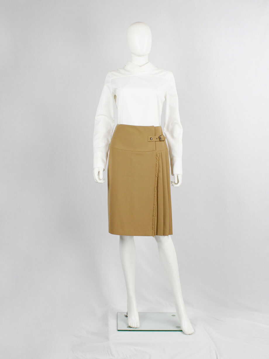 A.F. Vandevorst camel belted wrap skirt with front pleats fall 2000 (9)