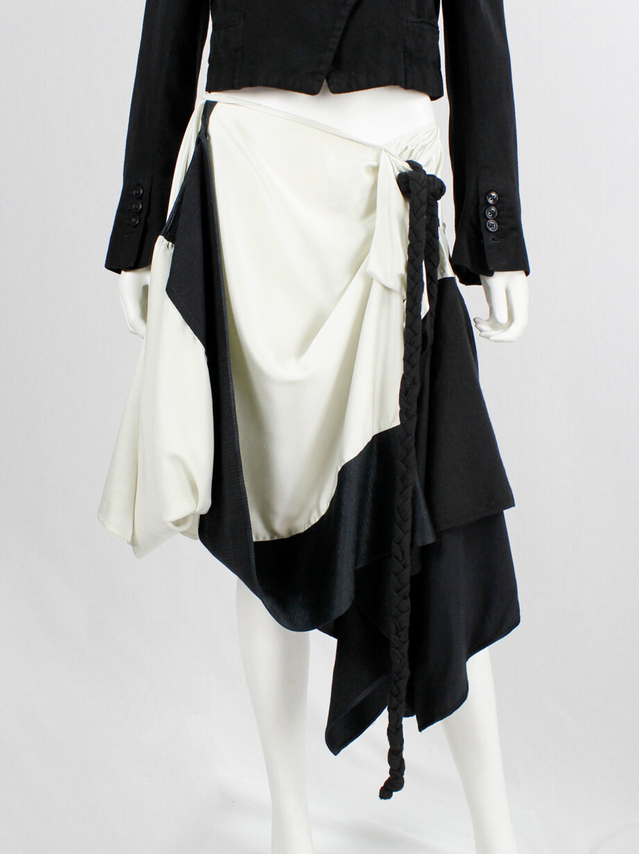 Ann Demeulemeester black and white gathered skirt with braids fall 2005 (1)