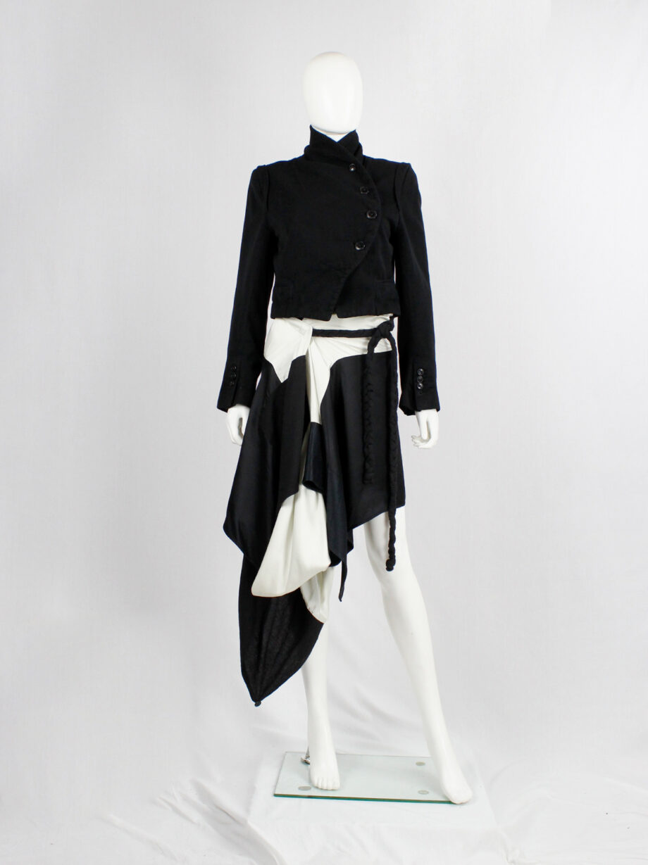Ann Demeulemeester black and white gathered skirt with braids fall 2005 (11)