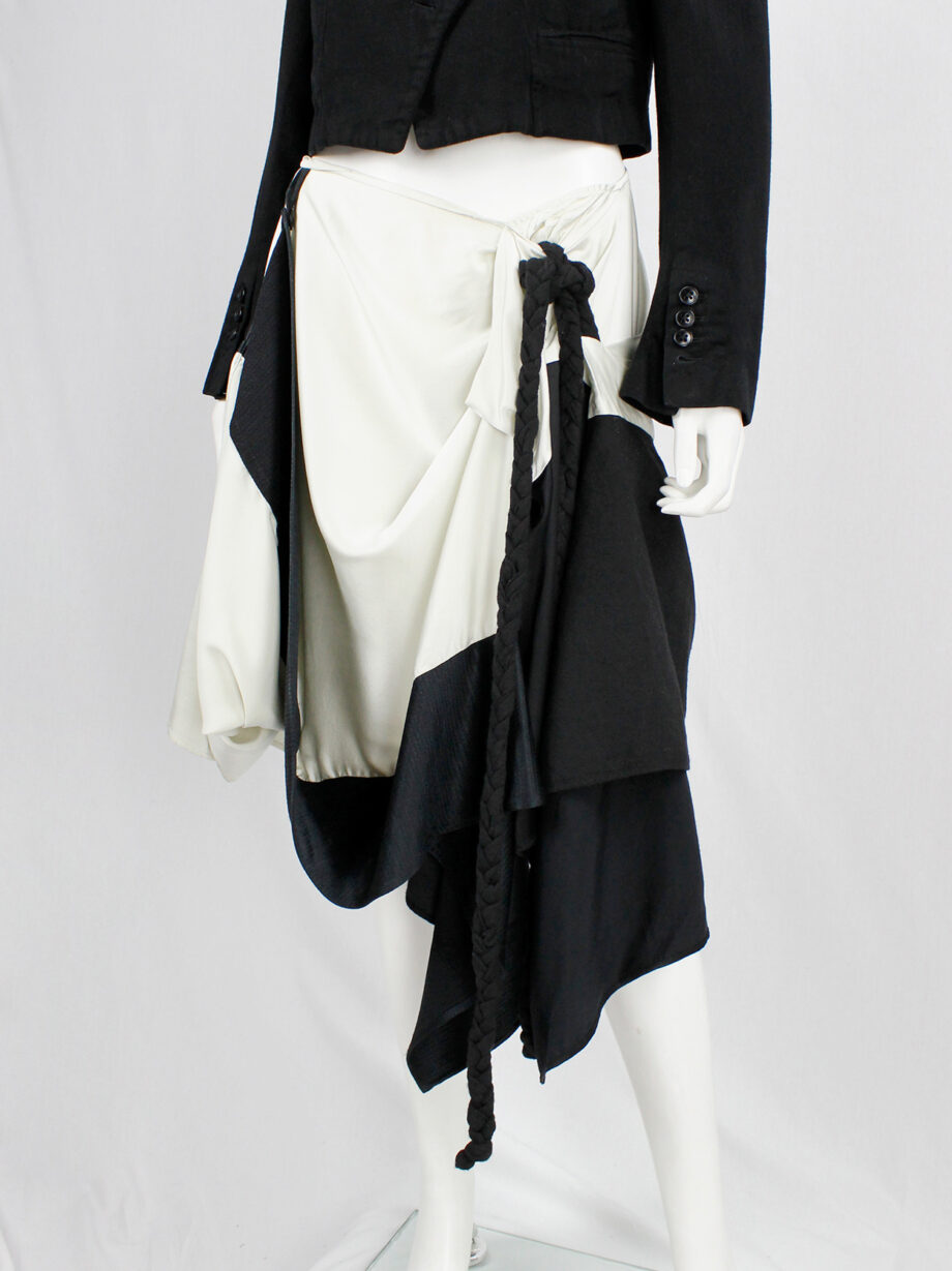 Ann Demeulemeester black and white gathered skirt with braids fall 2005 (2)