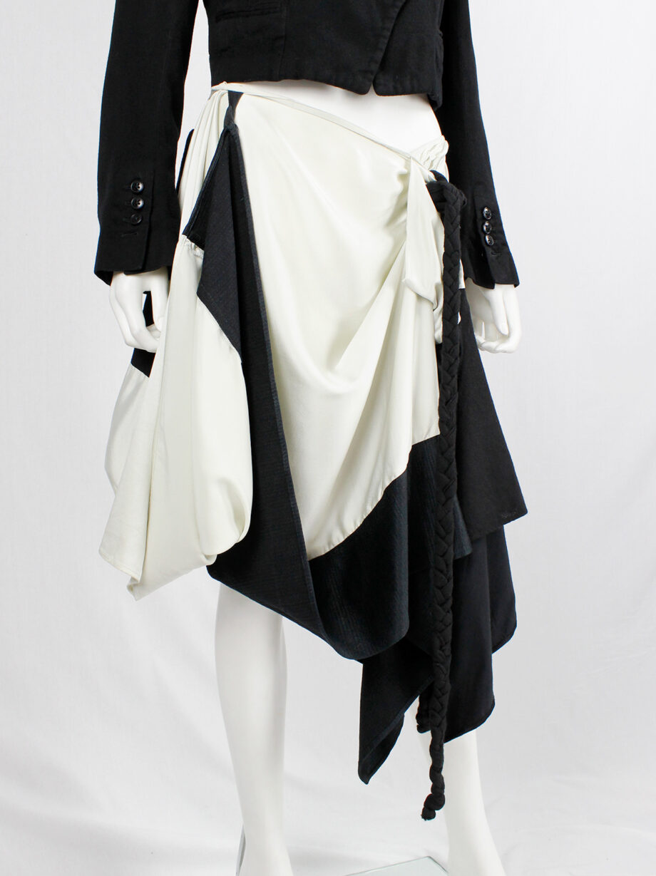 Ann Demeulemeester black and white gathered skirt with braids fall 2005 (3)