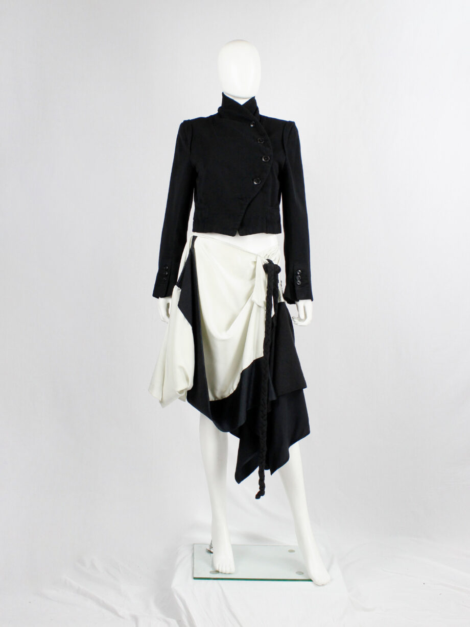 Ann Demeulemeester black and white gathered skirt with braids fall 2005 (6)