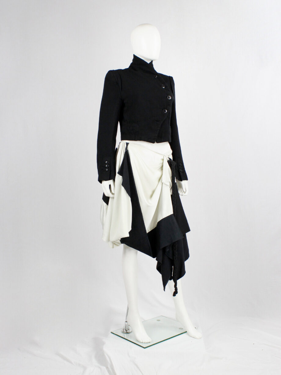 Ann Demeulemeester black and white gathered skirt with braids fall 2005 (7)