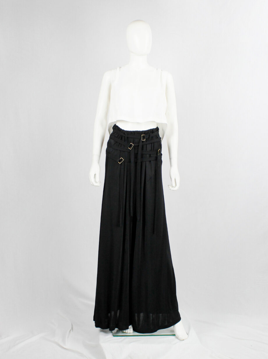 Ann Demeulemeester black palazzo pants with multiple front belt straps (1)