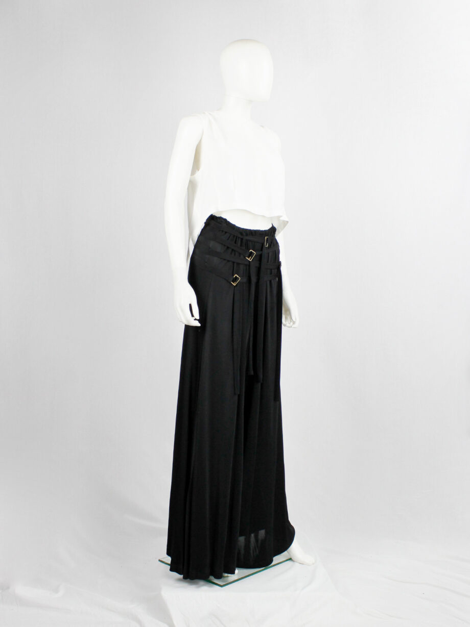 Ann Demeulemeester black palazzo pants with multiple front belt straps (2)