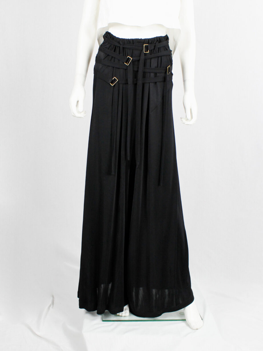 Ann Demeulemeester black palazzo pants with multiple front belt straps (7)