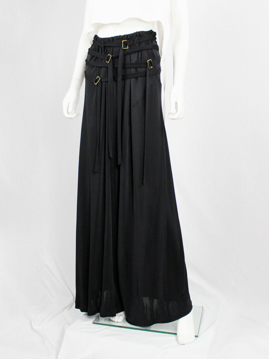 Ann Demeulemeester black palazzo pants with multiple front belt straps (9)