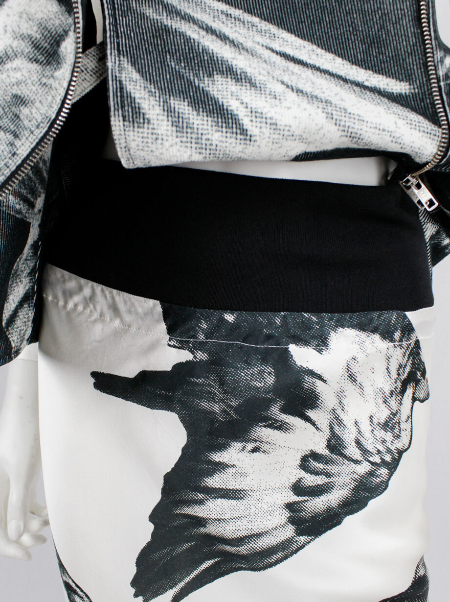 Ann Demeulemeester white and black bird print mermaid skirt with train spring 2010 (12)