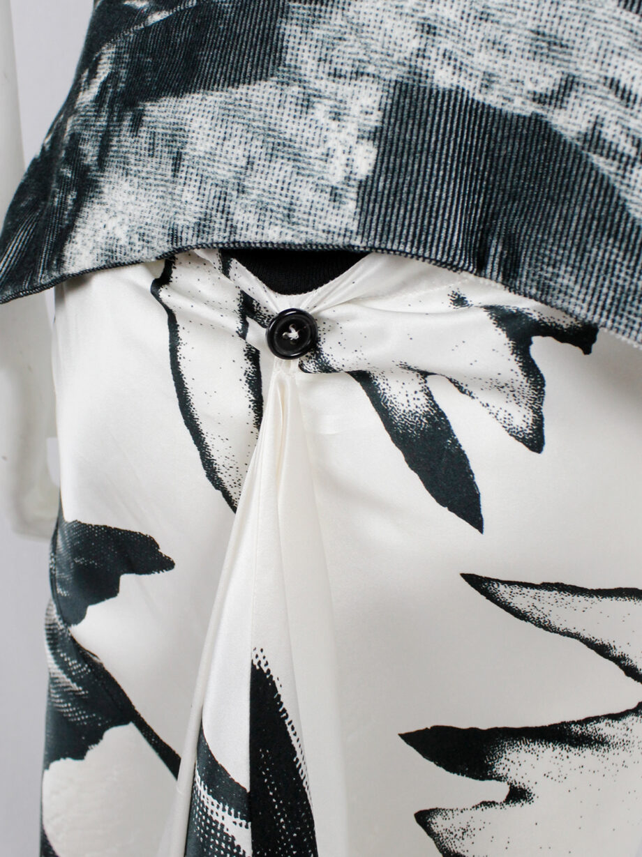 Ann Demeulemeester white and black bird print mermaid skirt with train spring 2010 (4)