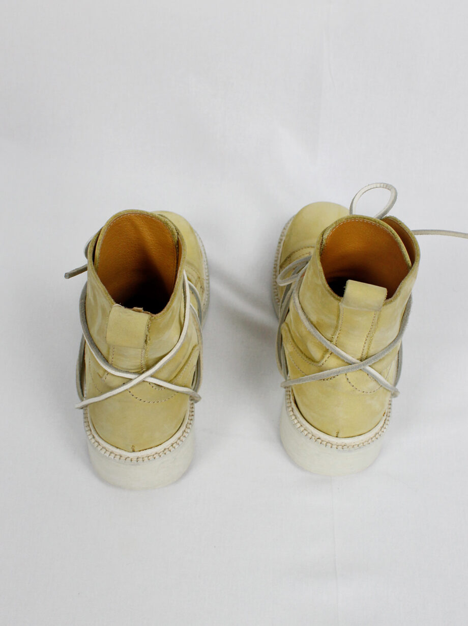Dirk Bikkembergs beige suede boots with white laces through the soles circa 1990 (10)