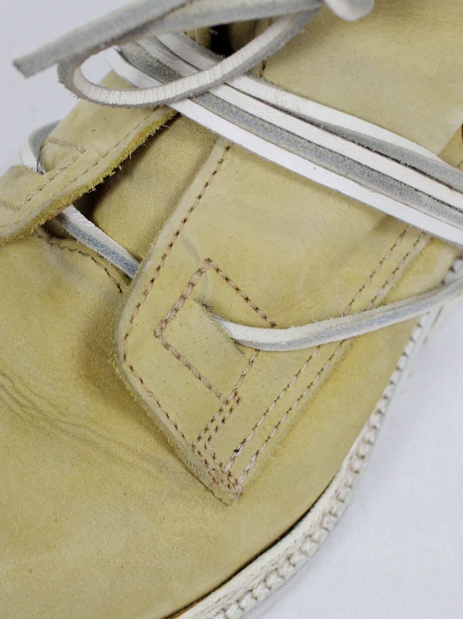 Dirk Bikkembergs beige suede boots with white laces through the soles circa 1990 (12)