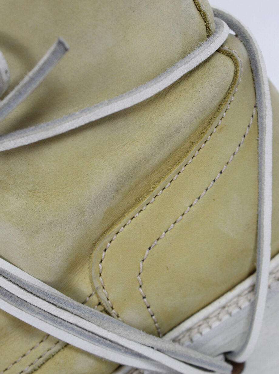 Dirk Bikkembergs beige suede boots with white laces through the soles circa 1990 (13)