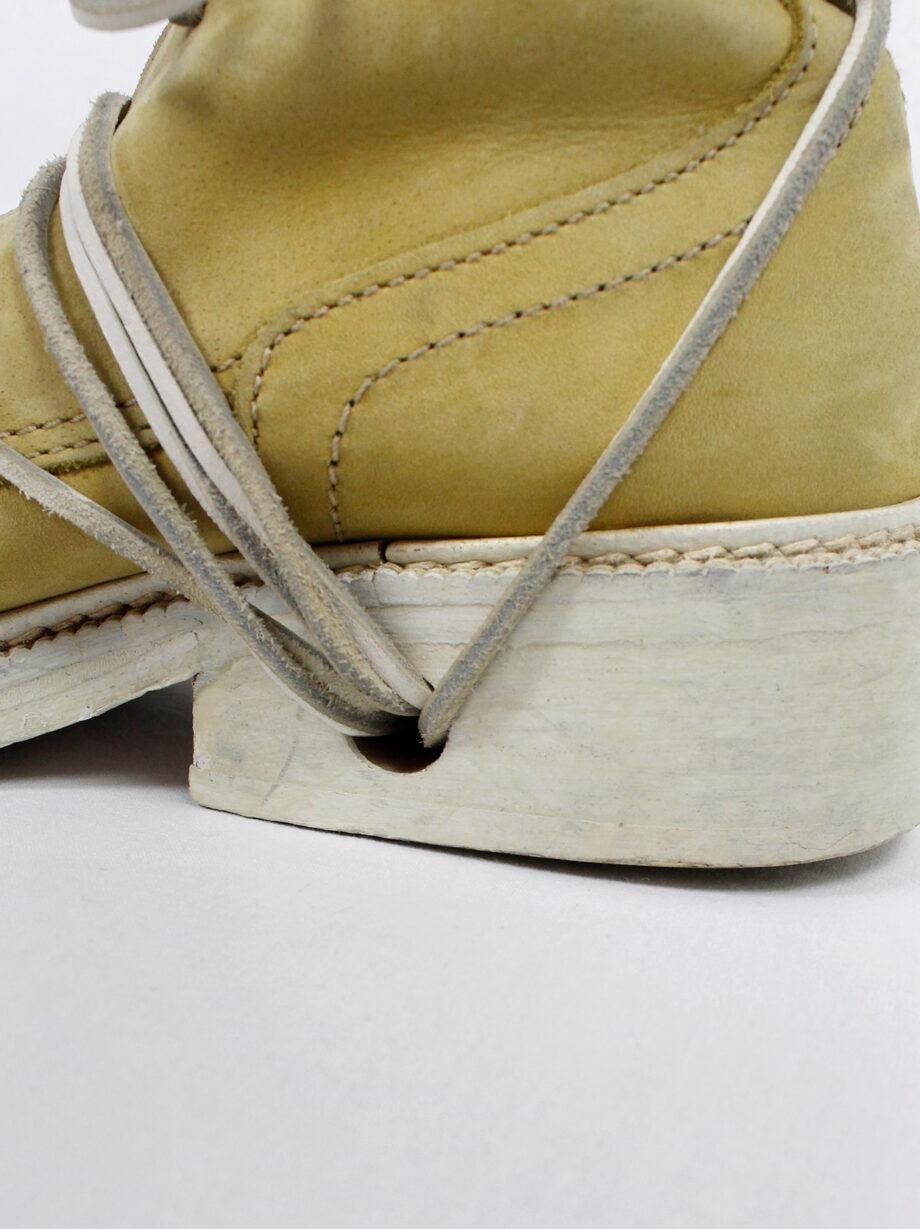 Dirk Bikkembergs beige suede boots with white laces through the soles circa 1990 (14)
