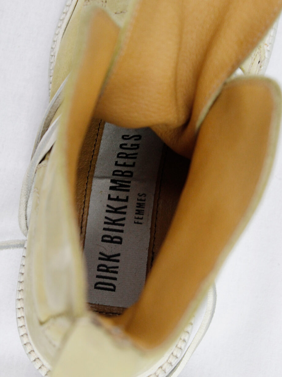 Dirk Bikkembergs beige suede boots with white laces through the soles circa 1990 (16)