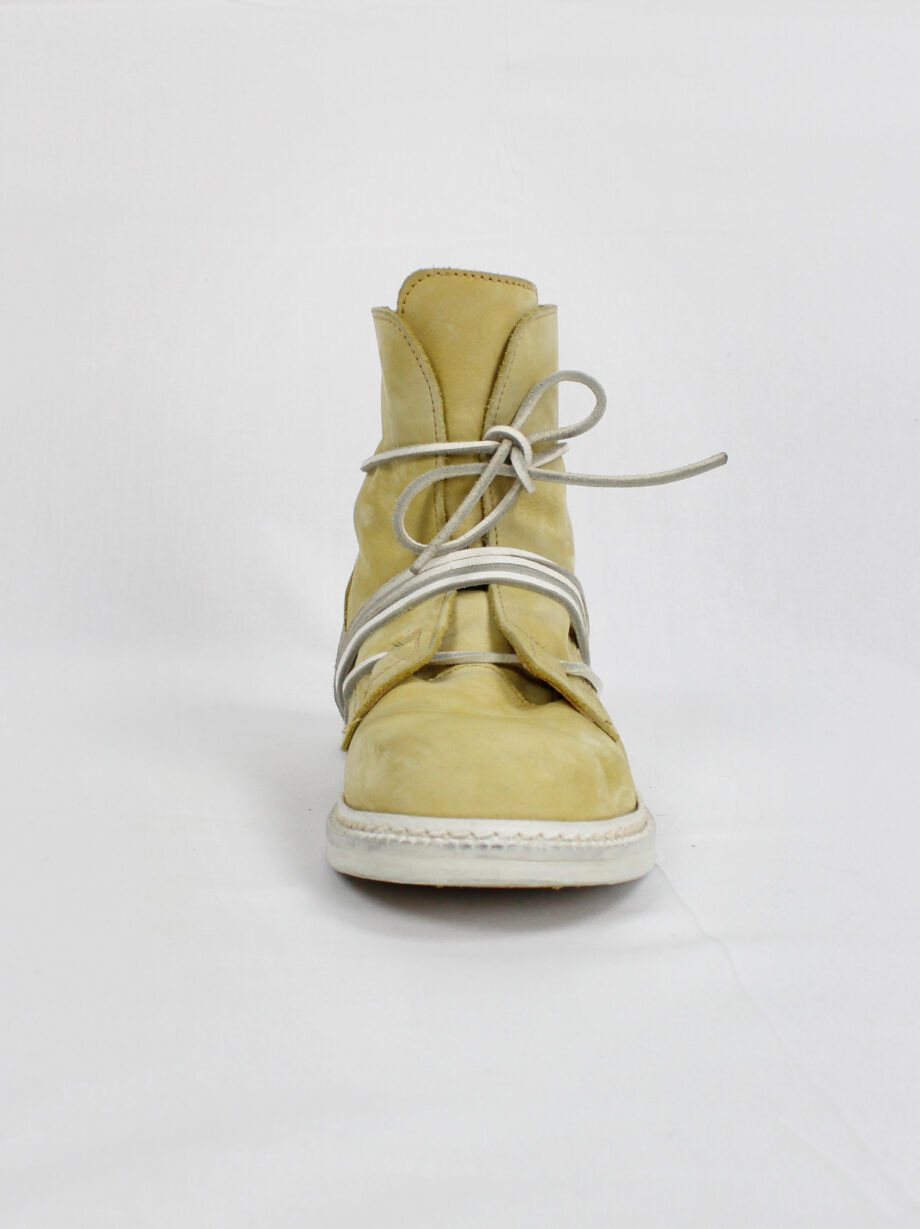 Dirk Bikkembergs beige suede boots with white laces through the soles circa 1990 (19)
