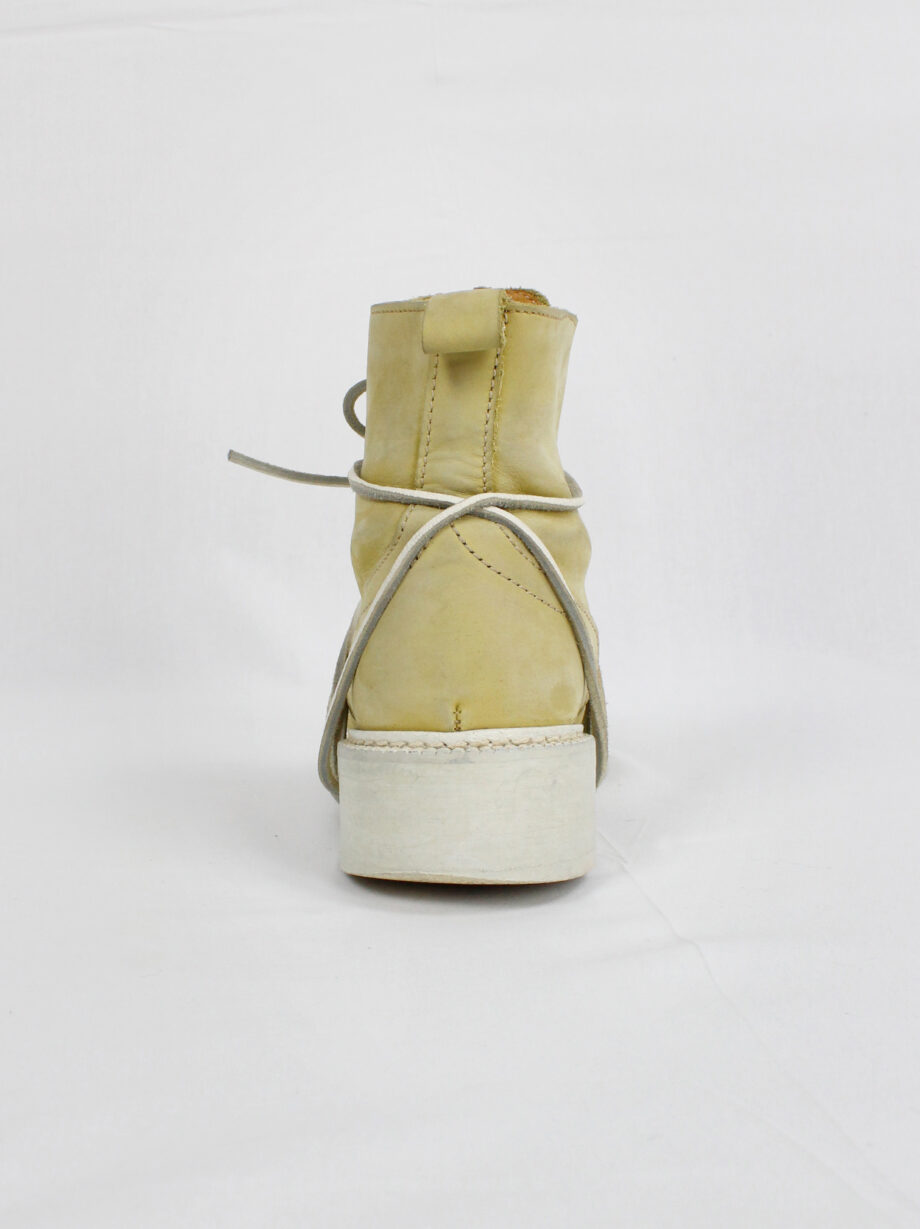 Dirk Bikkembergs beige suede boots with white laces through the soles circa 1990 (4)