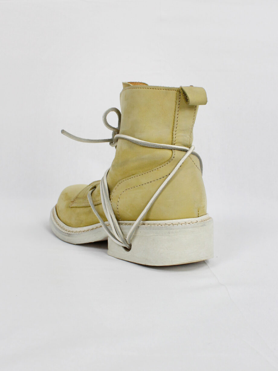 Dirk Bikkembergs beige suede boots with white laces through the soles circa 1990 (5)