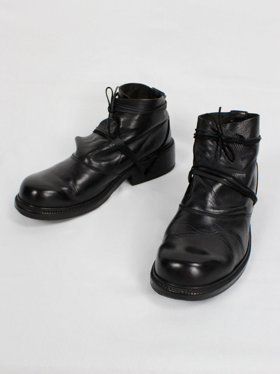 Dirk Bikkembergs black boots with flap and laces through the heel fall 1994 (11)