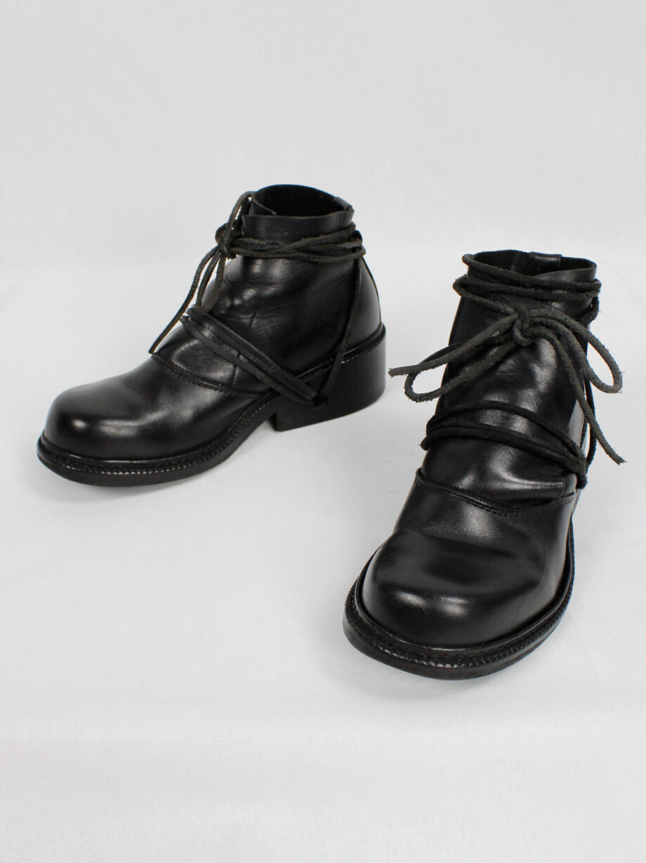 Dirk Bikkembergs black boots with flap and laces through the heel fall 1994 (3)
