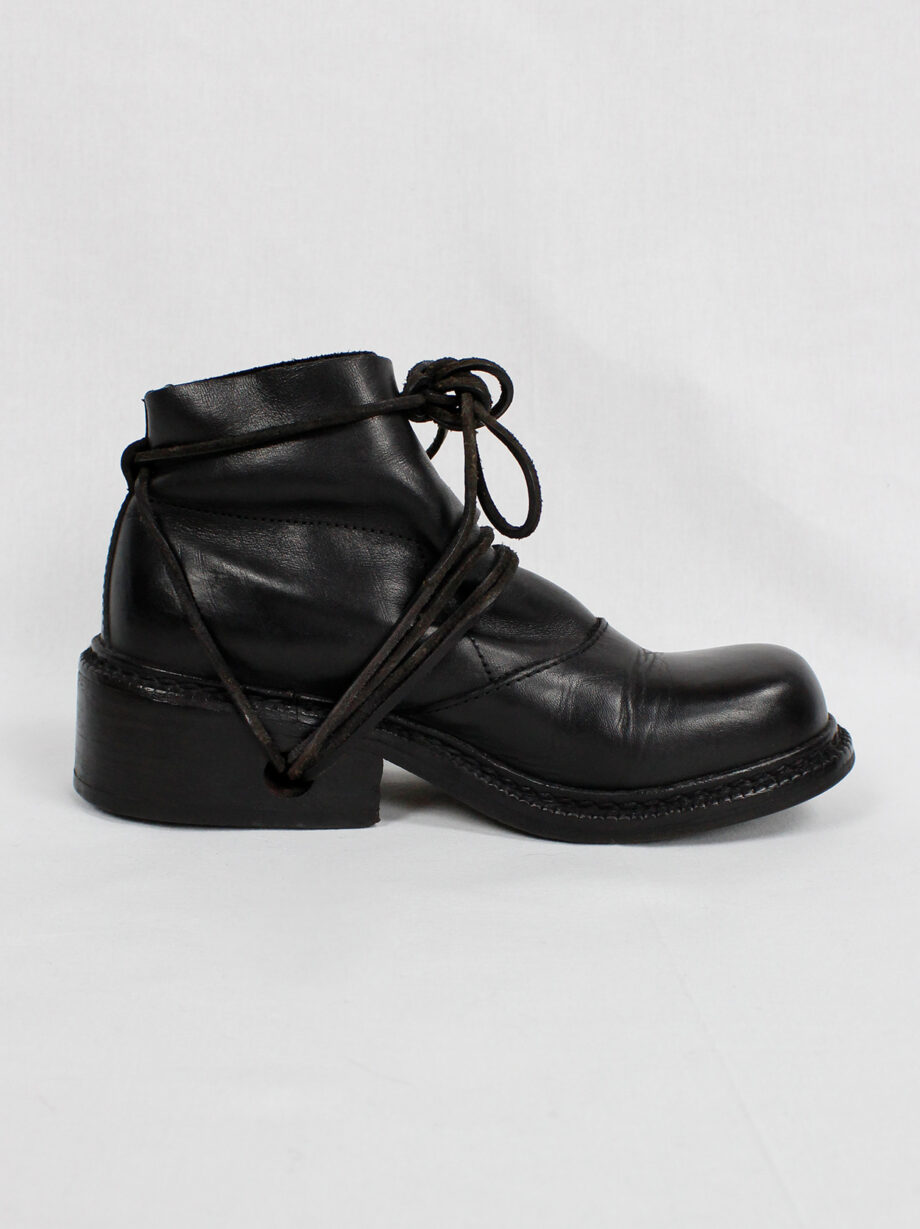 Dirk Bikkembergs black boots with flap and laces through the heel fall 1994 (9)