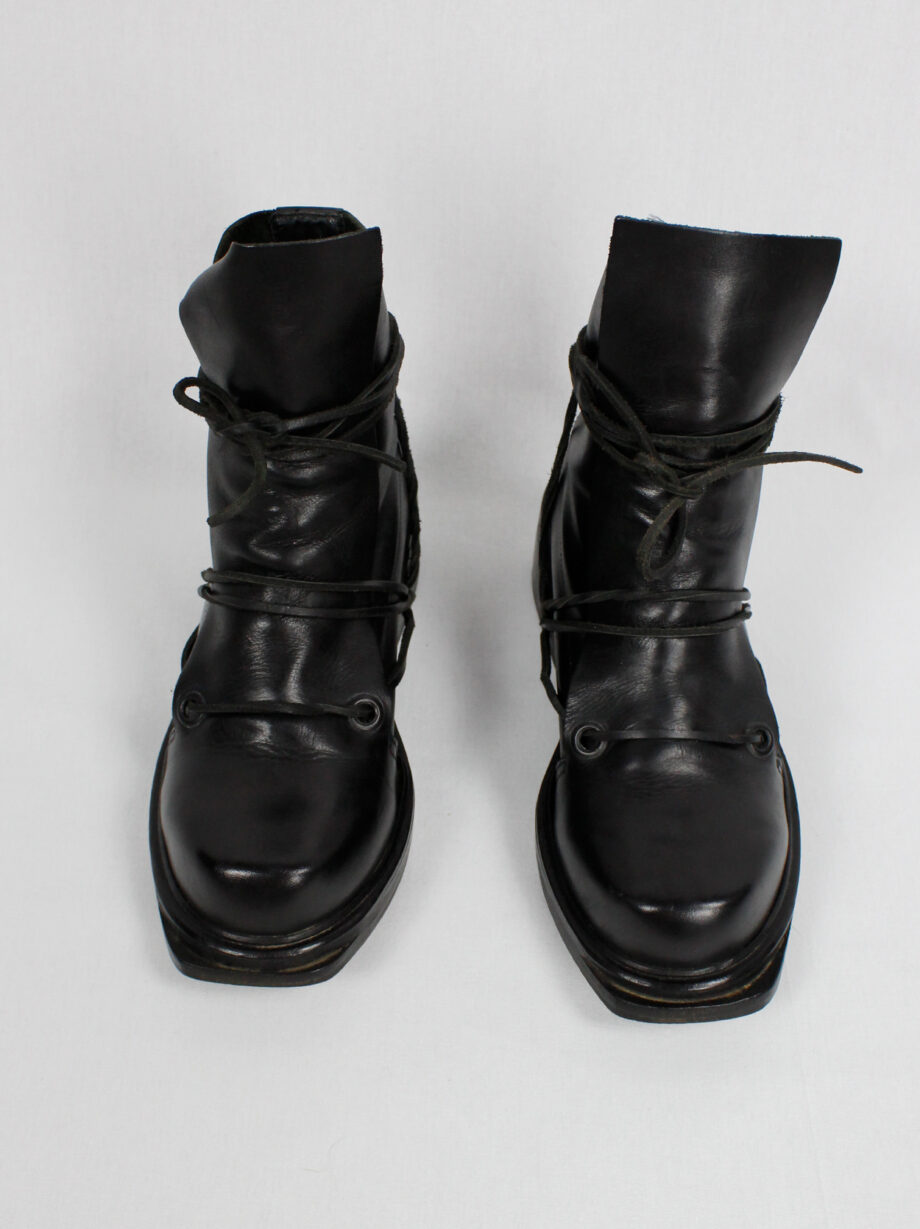 Dirk Bikkembergs black high mountaineering boots with laces through the soles 90s (1)