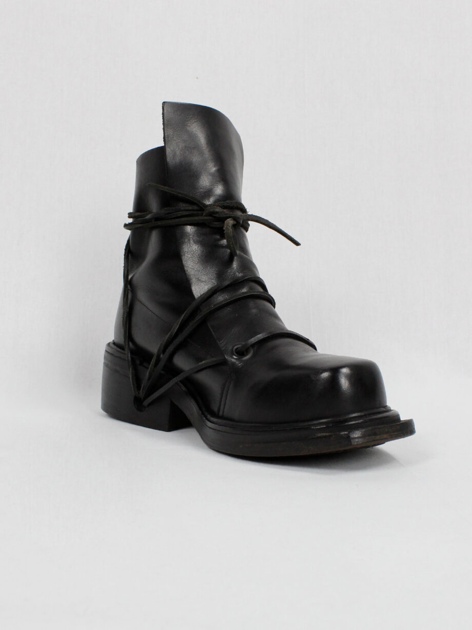 Dirk Bikkembergs black high mountaineering boots with laces through the soles 90s (11)