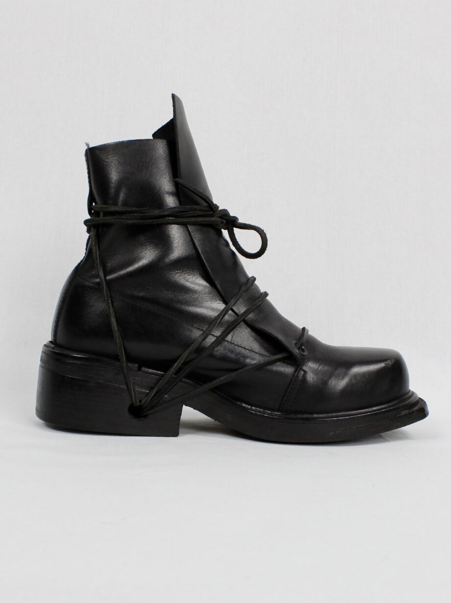 Dirk Bikkembergs black high mountaineering boots with laces through the soles 90s (12)