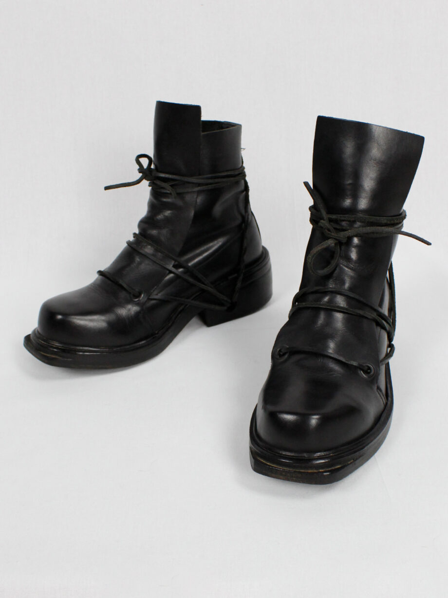 Dirk Bikkembergs black high mountaineering boots with laces through the soles 90s (18)