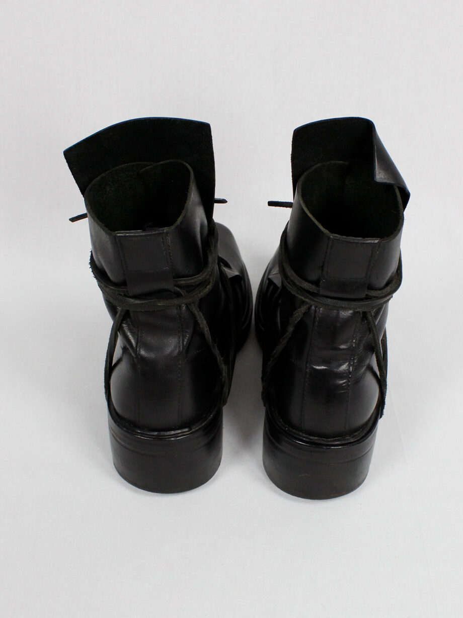 Dirk Bikkembergs black high mountaineering boots with laces through the soles 90s (2)
