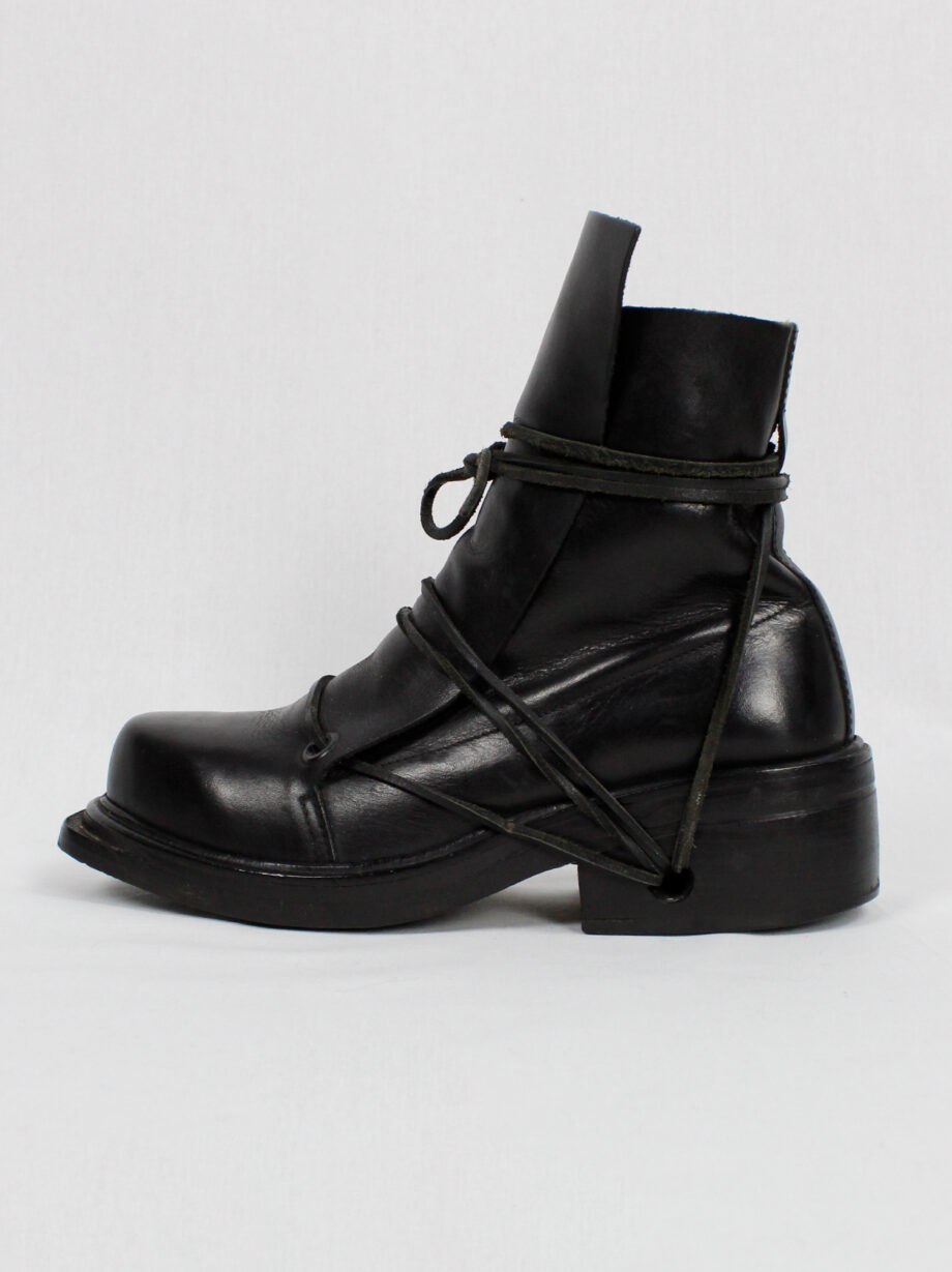Dirk Bikkembergs black high mountaineering boots with laces through the soles 90s (8)