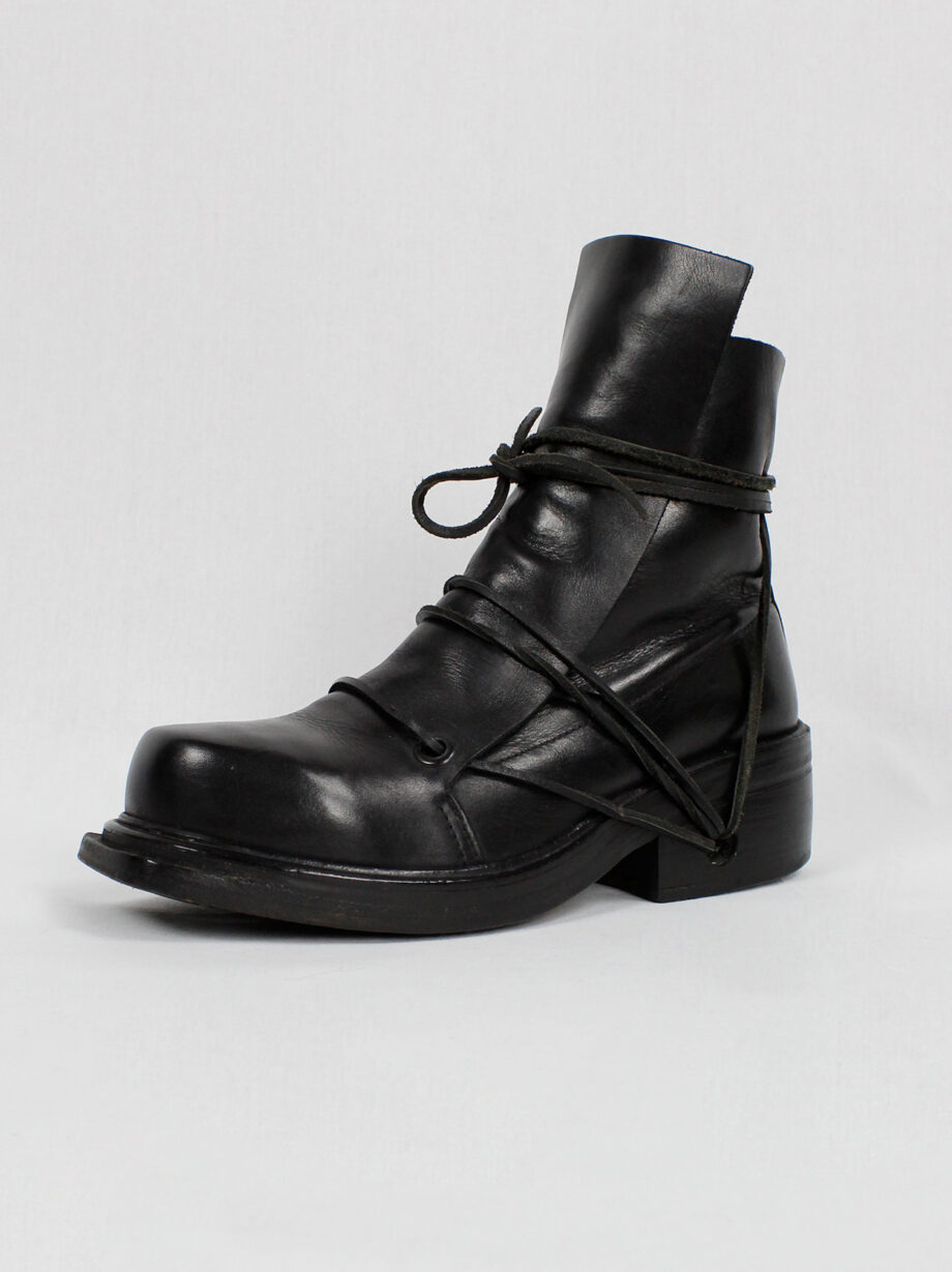 Dirk Bikkembergs black high mountaineering boots with laces through the soles 90s (9)