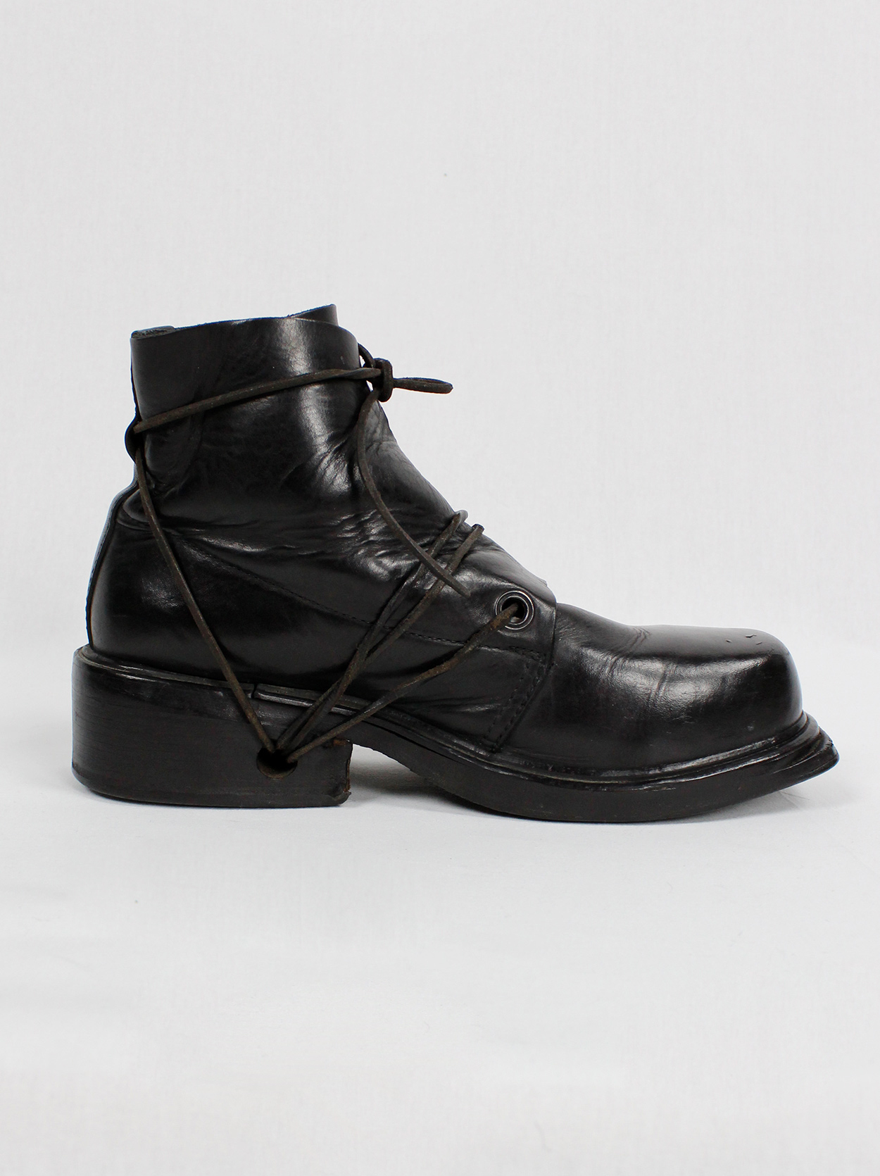 Dirk Bikkembergs black mountaineering boots with overlap front and ...