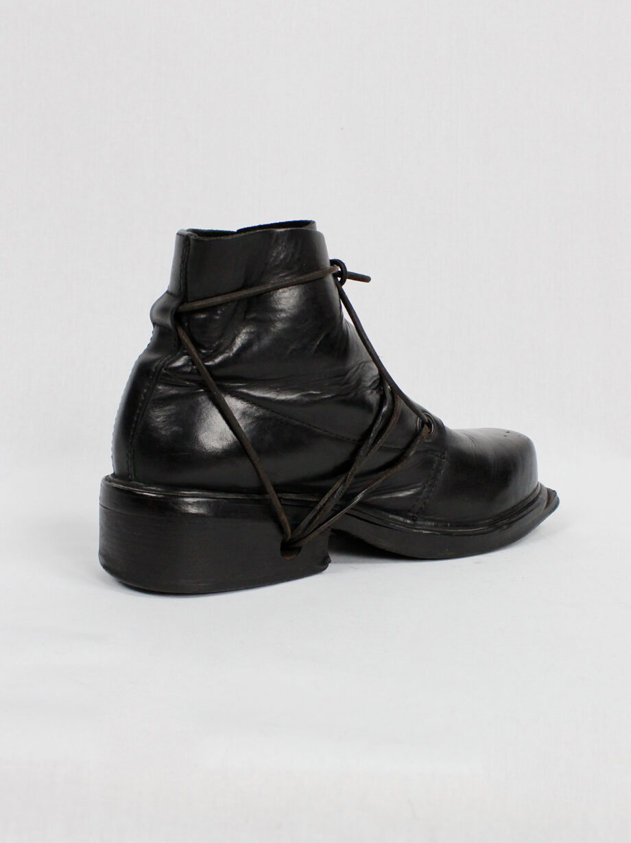 Dirk Bikkembergs black mountaineering boots with overlap front and laces through the soles late 90s (20)